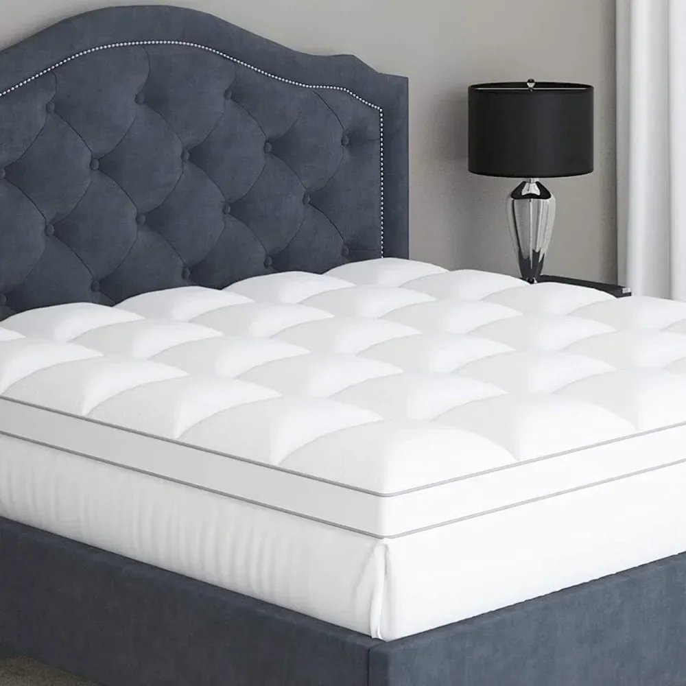 

Cooling Bed Mattress Topper - Pillow-Top Thickness, Soft 100% Cotton Fabric, Breathable & Plush Quilted Down Fill