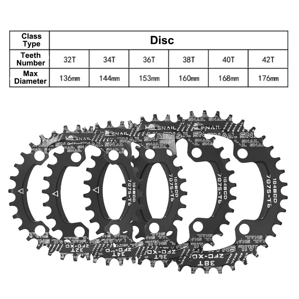 104BCD จักรยาน Chainwheel กว้างและแคบฟันสนับสนุน 7-12 ความเร็วระบบห่วงโซ่เดี่ยว 32T 34T 36T 38T อลูมิเนียม