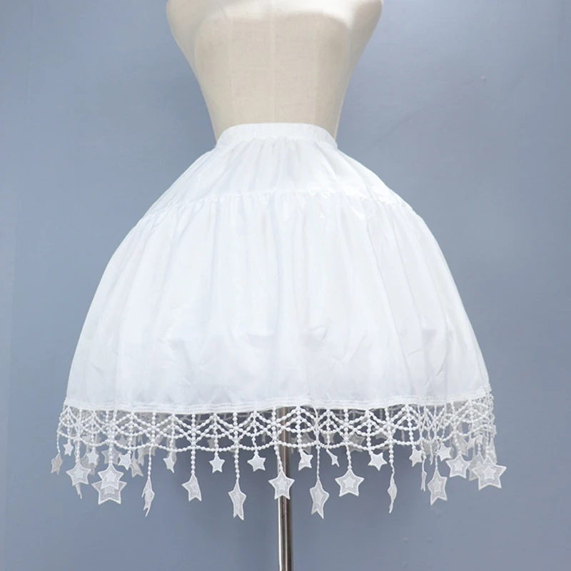 

Hoop Skirt Crinoline Petticoat Vintage Party Victorian Costume Hoop Underskirt Short Slips Tassel Trim for Women Girls Dropship