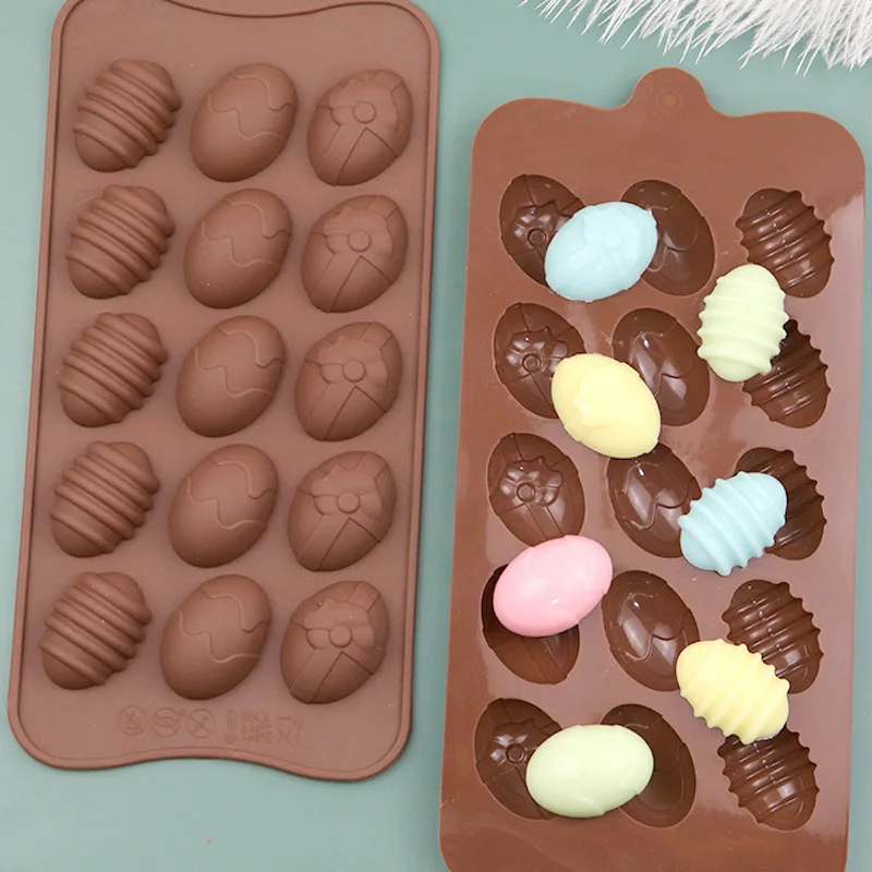 

F5 2PC Silicone 3D Mold DIY Easter Chocolate Egg Silicone Mold Nonstick Cake Decorating Baking Candy Mold Kitchen Gadget Tools