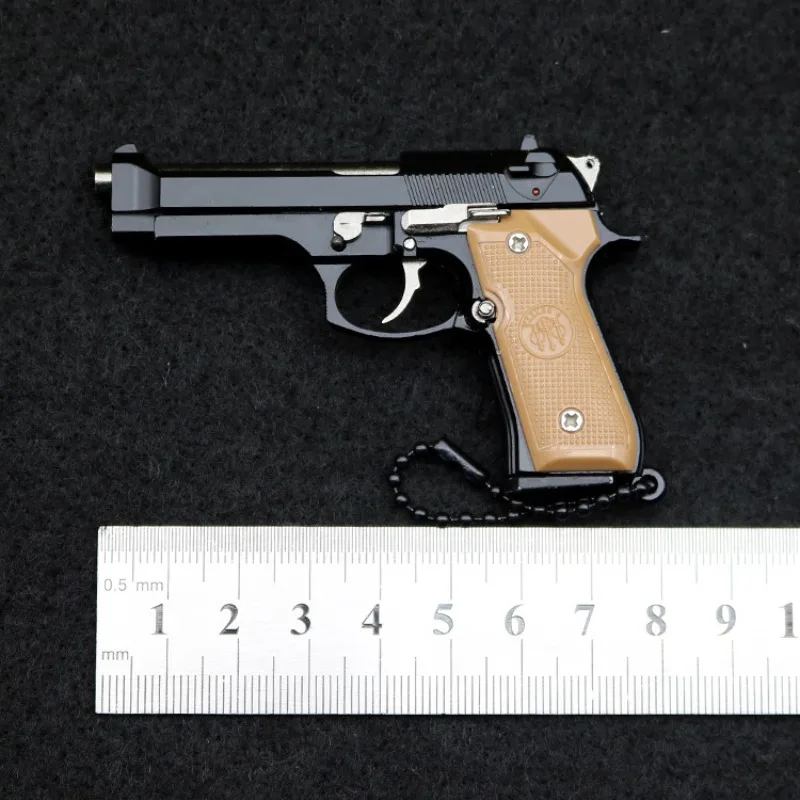 1:3 Scale M92/1911 Pistol Keychain, Detachable Alloy Gun Model, Functional Slide Action Non-Firing Collectible Key Ring Ornament