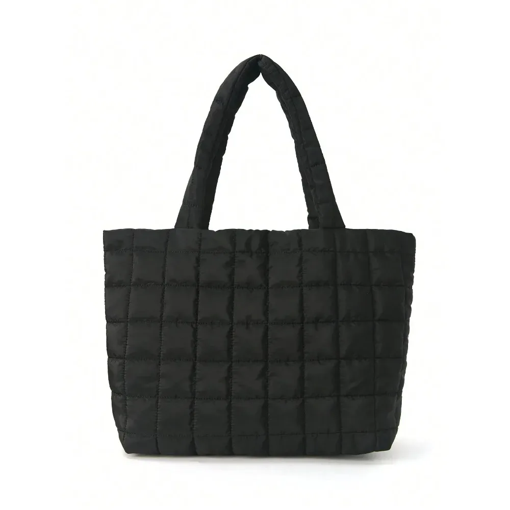 1 Pc Minimalist Quilted Puffy Tote Bag, Large Capacity Crossbody Bag, Trendy Padded Shoulder Bag For Women For Daily Commute image 3