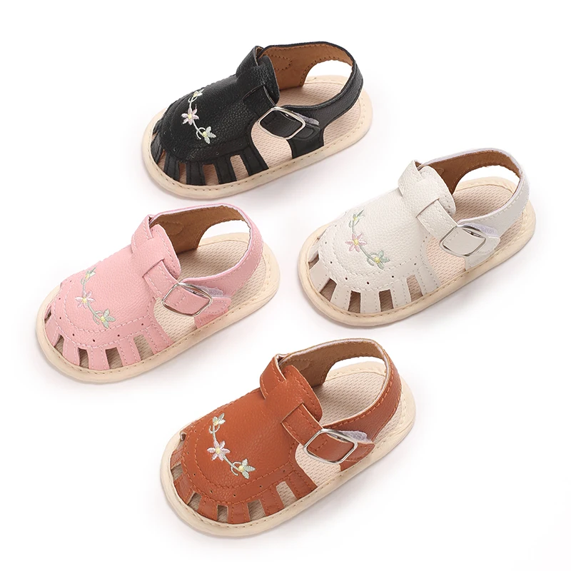 New Summer Embroidery Flower Prewalker Baby Shoes Summer 0-18 Months Baby Shoes Soft Soles Breathable Sandal Toddlers