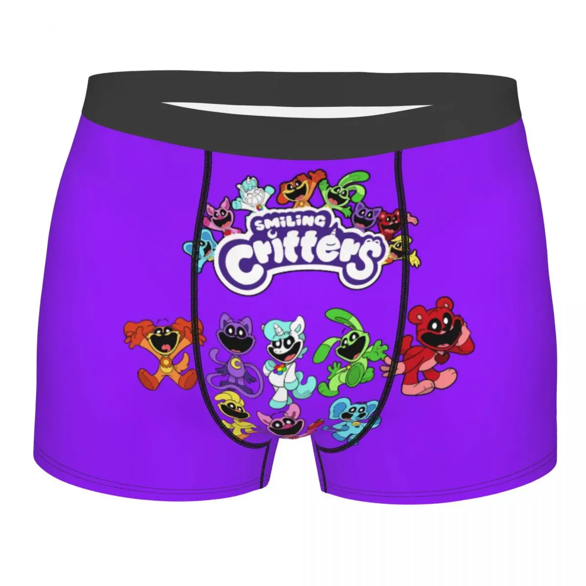 Custom Colorful Smiling Big Mouth Critters Group Underwear Stretch Scarry Animated Game Boxer Shorts Soft Underpants For Male