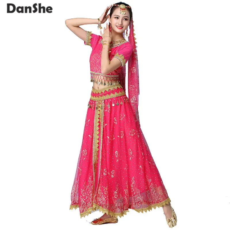 Adult Princess Belly dance Costume Set Women Arabian Festival Indian Bollywood Dancewear Halloween Jasmine Cosplay Rave Outfits