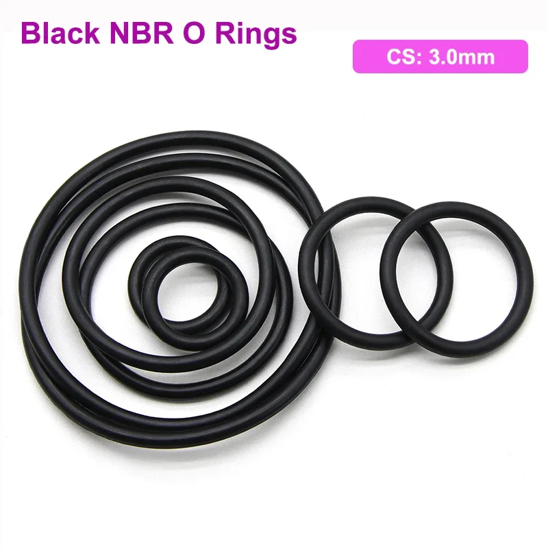 블랙 NBR O 링 개스킷 두께 CS 3mm OD 9 ~ 210mm 니트릴 고무 라운드 O 타입 부식 방지 오일 씰링 와셔, 10 개 50 개