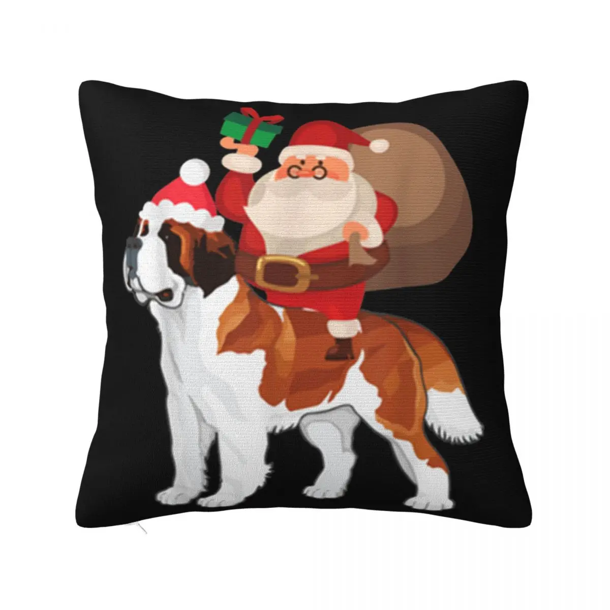 Awesome Santa Riding St Bernard Christmas Pajama Gift Streetwear Classic Vacation Wholesale Pillow Case