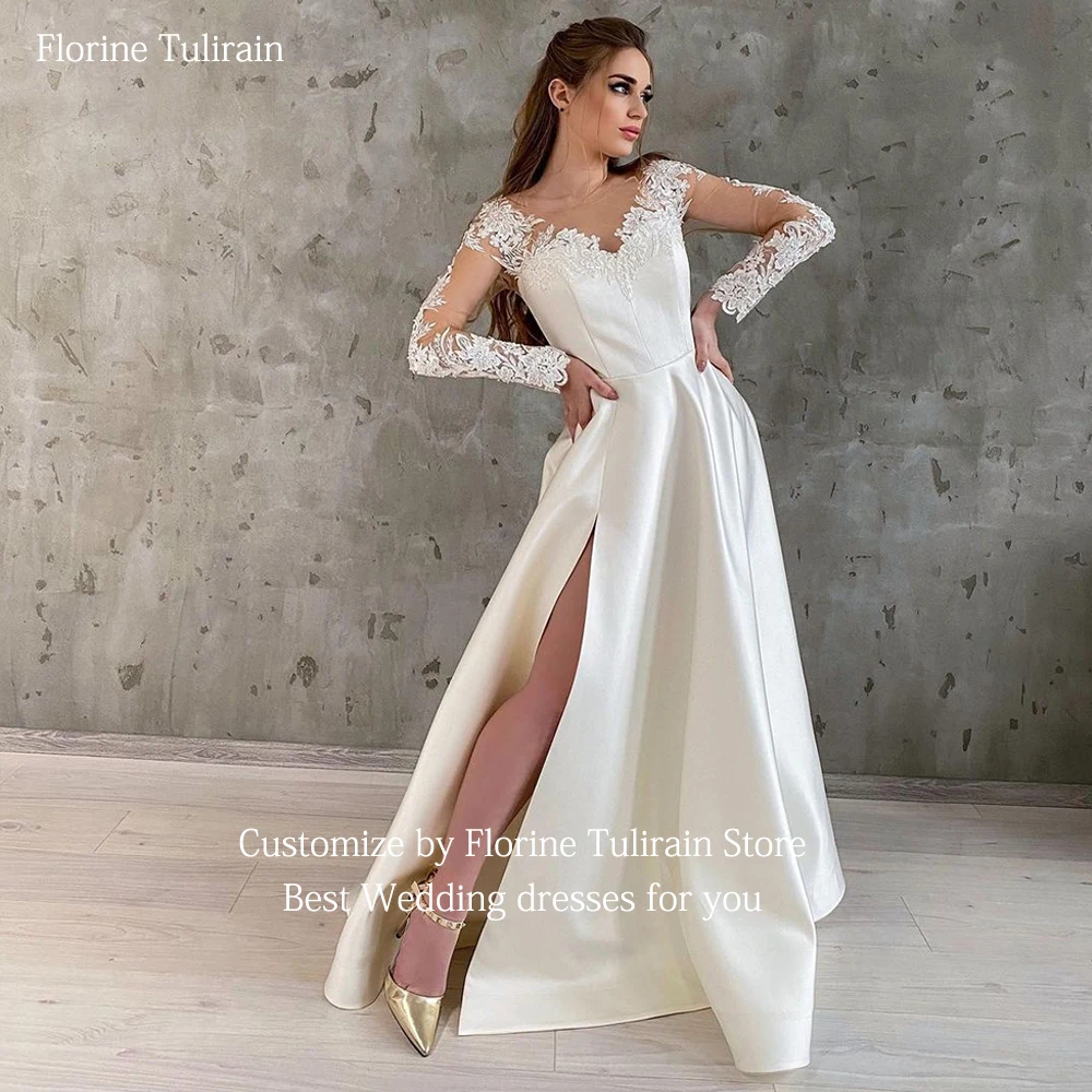 Vestido De novia elegante con escote en V profundo para novias, traje De novia Sexy a medida hasta el suelo, corte De tren, abertura alta, 2023