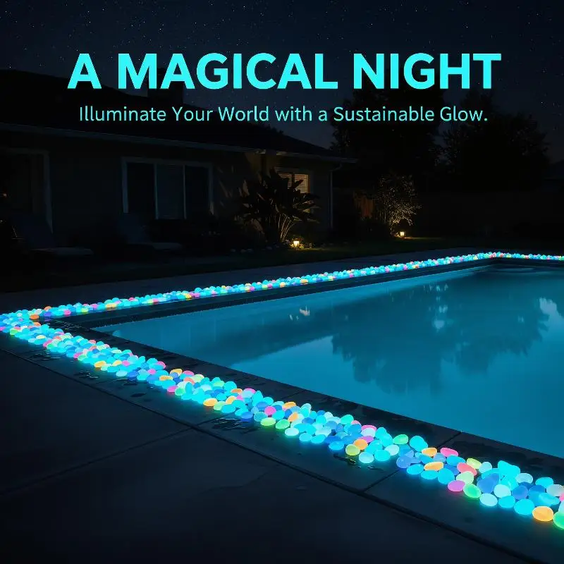 2026 Colorful Glow-in-the-Dark Garden Stones Night Guide Luminous Pebbles Rainbow Glow In The Dark Stepping Rocks Outdoor