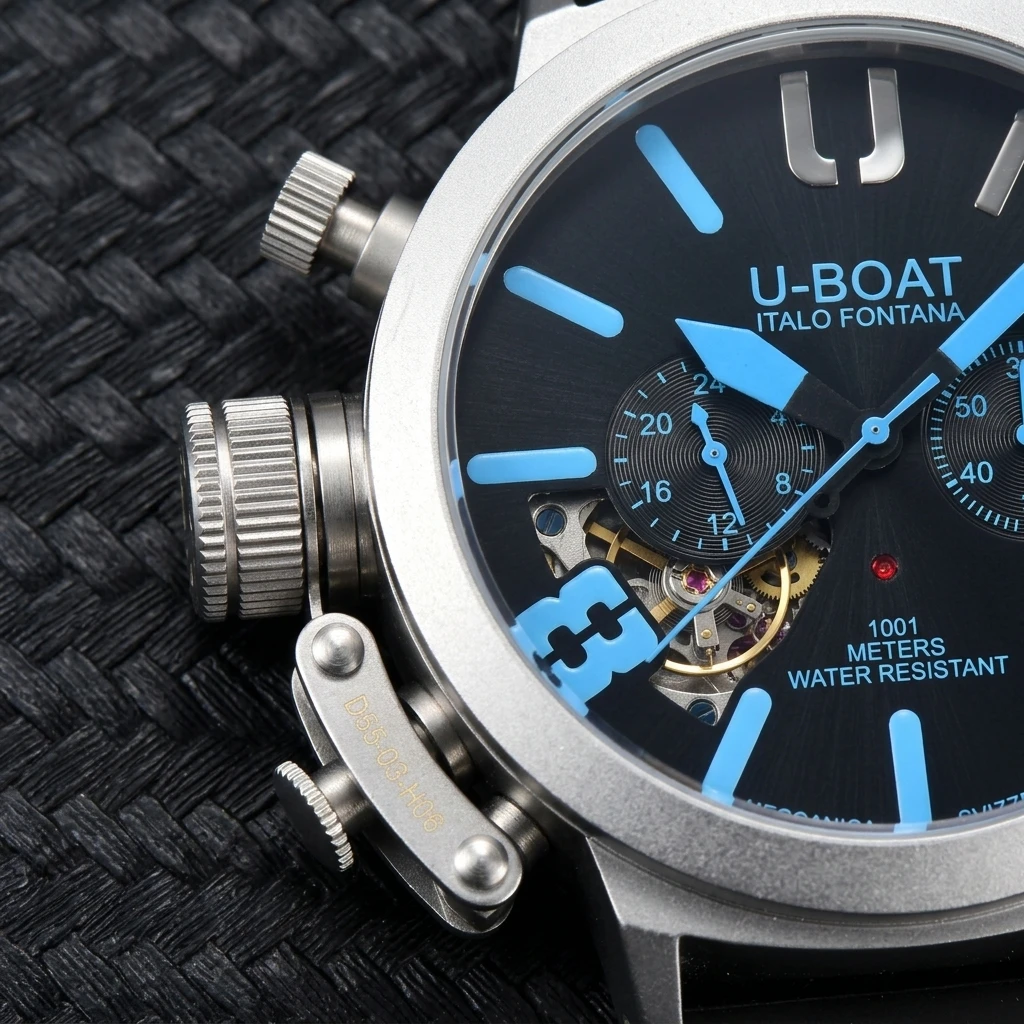U-BOAT Italo Fontana Quartz Chronograph Watch Men's 44mm Silicone