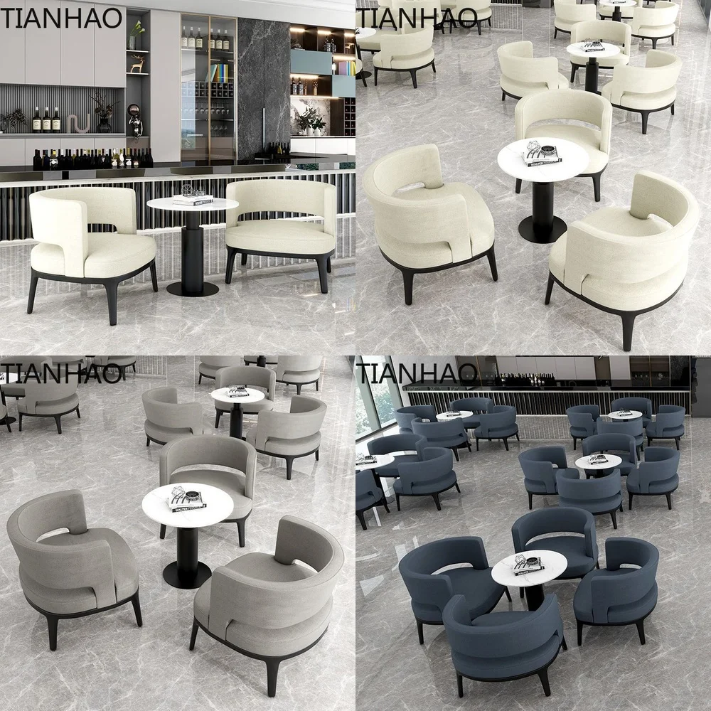 Modern Real Estate Office Lounge Sofa Table Chair Set Contemporary Hotel Lobby Reception Booth Club Furniture Ensemble