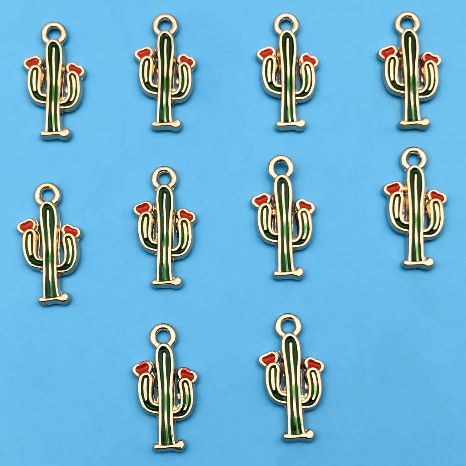 10/20Pcs Cartoon Enamel Cactus Charm For DIY Jewelry Making Earrings Bracelet Necklace Handmade Jewelry Accessories
