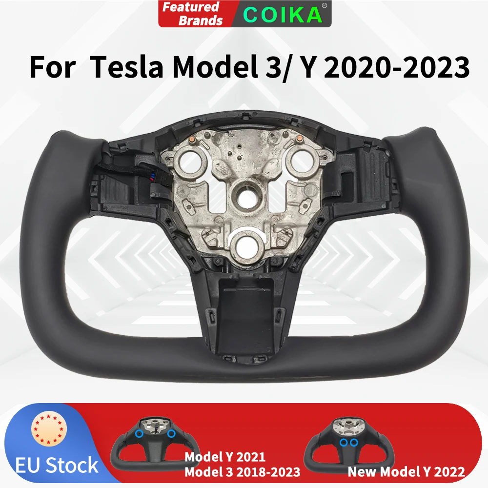 

Nappa Leather Stiching Car Steering Wheel With Heating Yoke Handle Modified For Tesla Model 3/Y 2018-2022 and Model Y 2022-2024