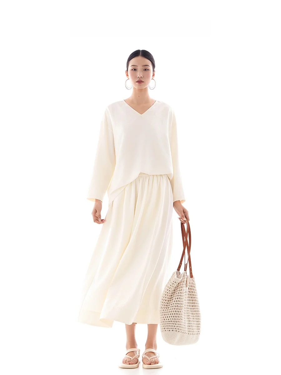 

Ele Loose Waist Texture Sensation Soft Chic Women's Skirt Casual Simple Spring Summer New Sle Commute Polyester Nylon