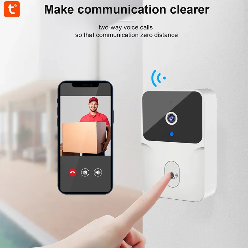 Tuya WiFi Video Doorbell Wireless Door Bell Rechargeable Battery Smart Home Outdoor HD Camera Two-Way Audio Visual Door Ring