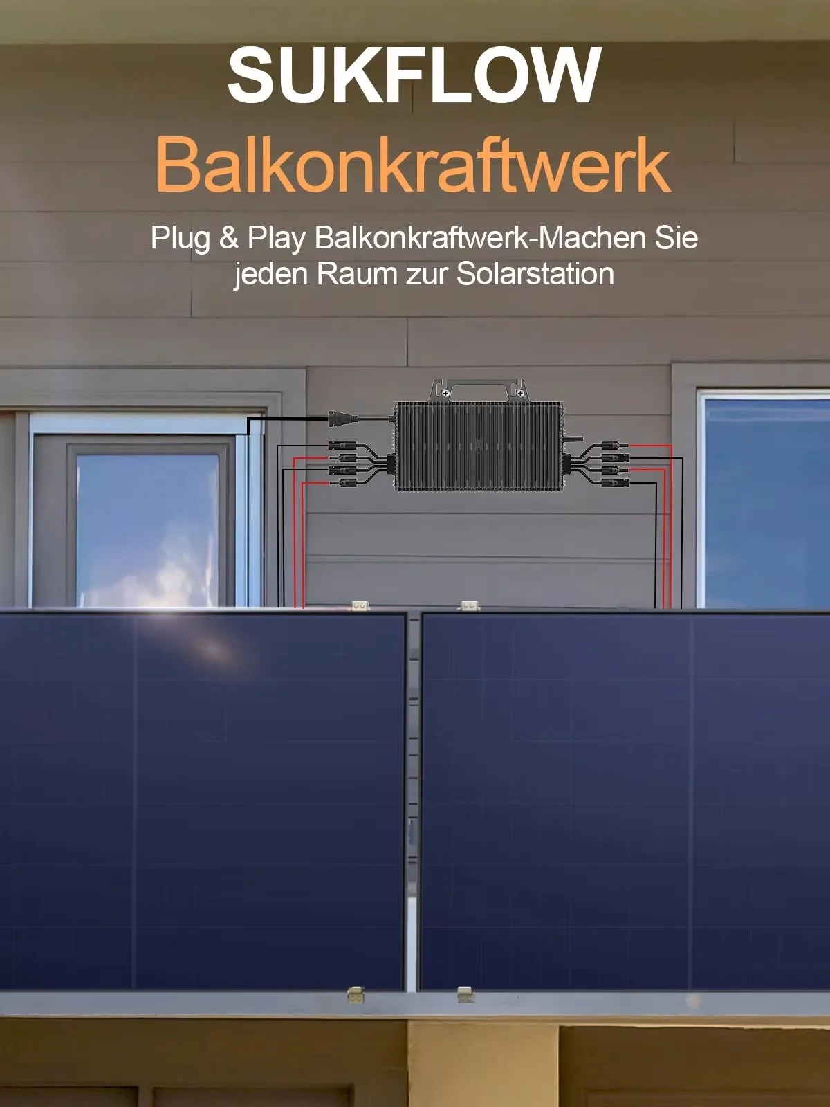 Waterdichte IP67 zonnepaneelomvormer, SUKFLOW 1200W micro-omvormer met WiFi en MPPT app-bediening, Plug & Play voor balkonzonne-energie - afbeelding 2