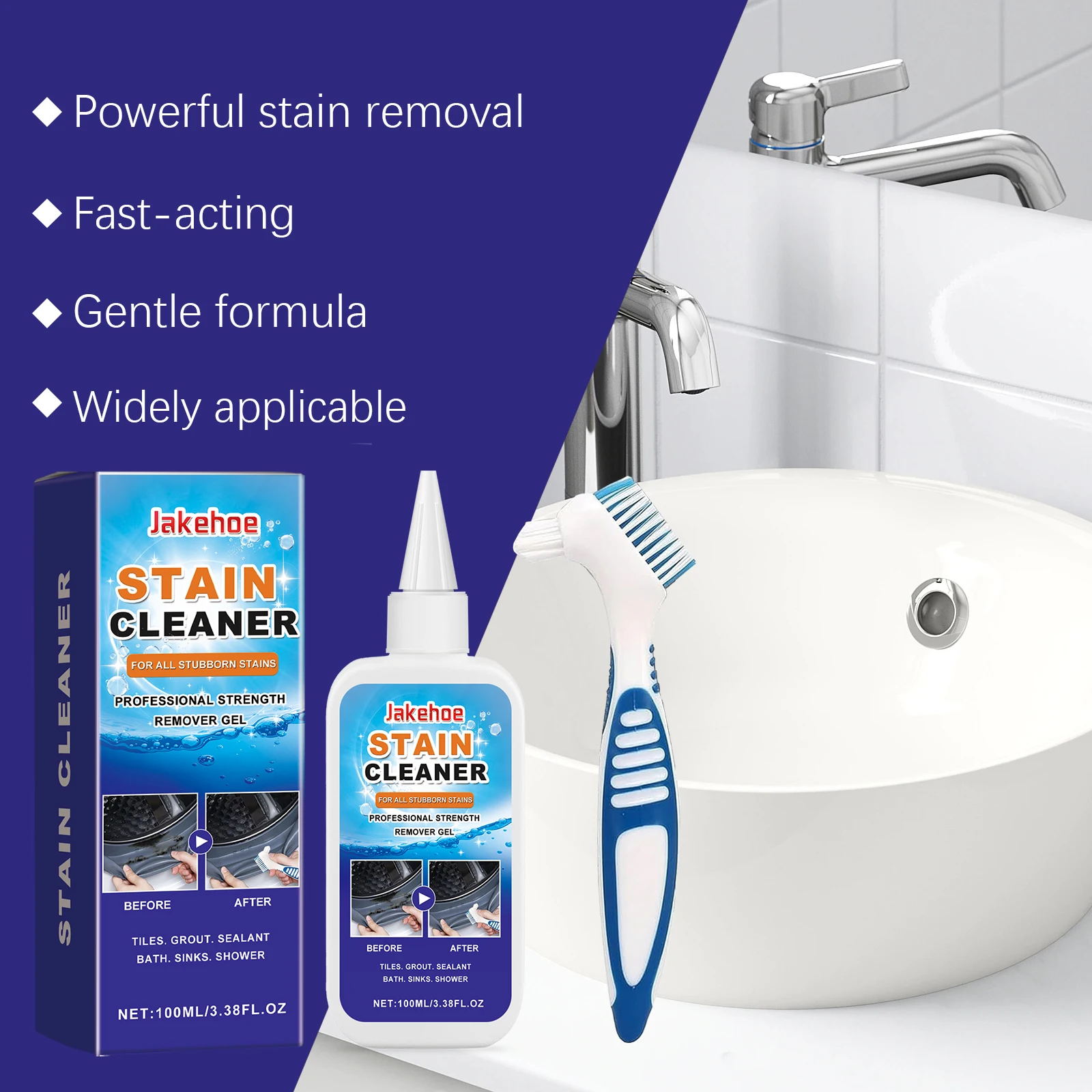 Multi-Purpose Mildew Stain Cleaner Gel Profession Strength for Bathroom Kitchen Toilet Strip Grout Household Degreasing Cleaner