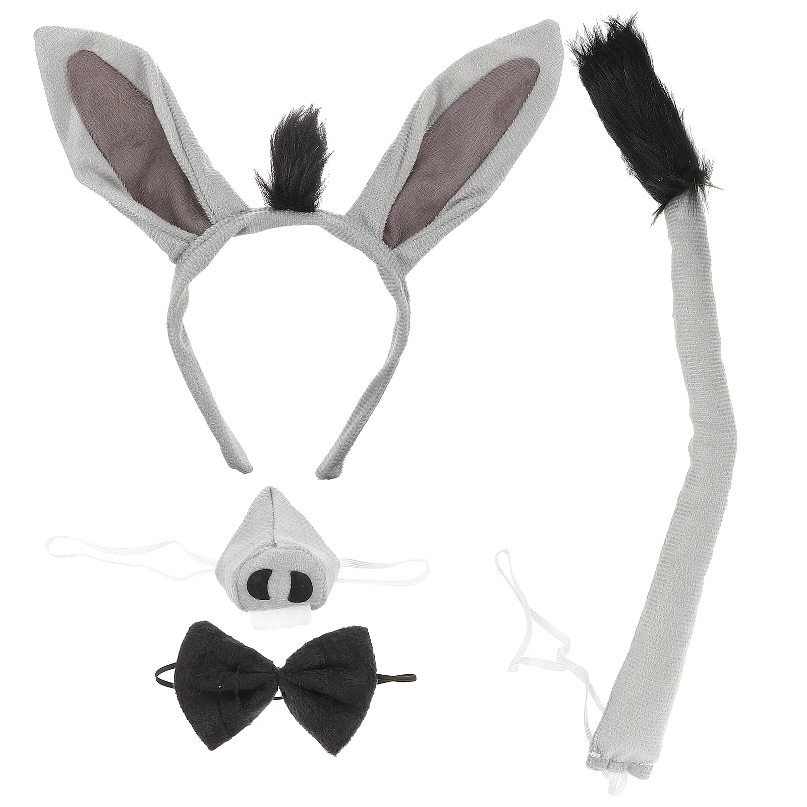 

Donkey Headband Nose Prop Decorative Tail Bowtie Animal Prom Costume Props Fabric Women's