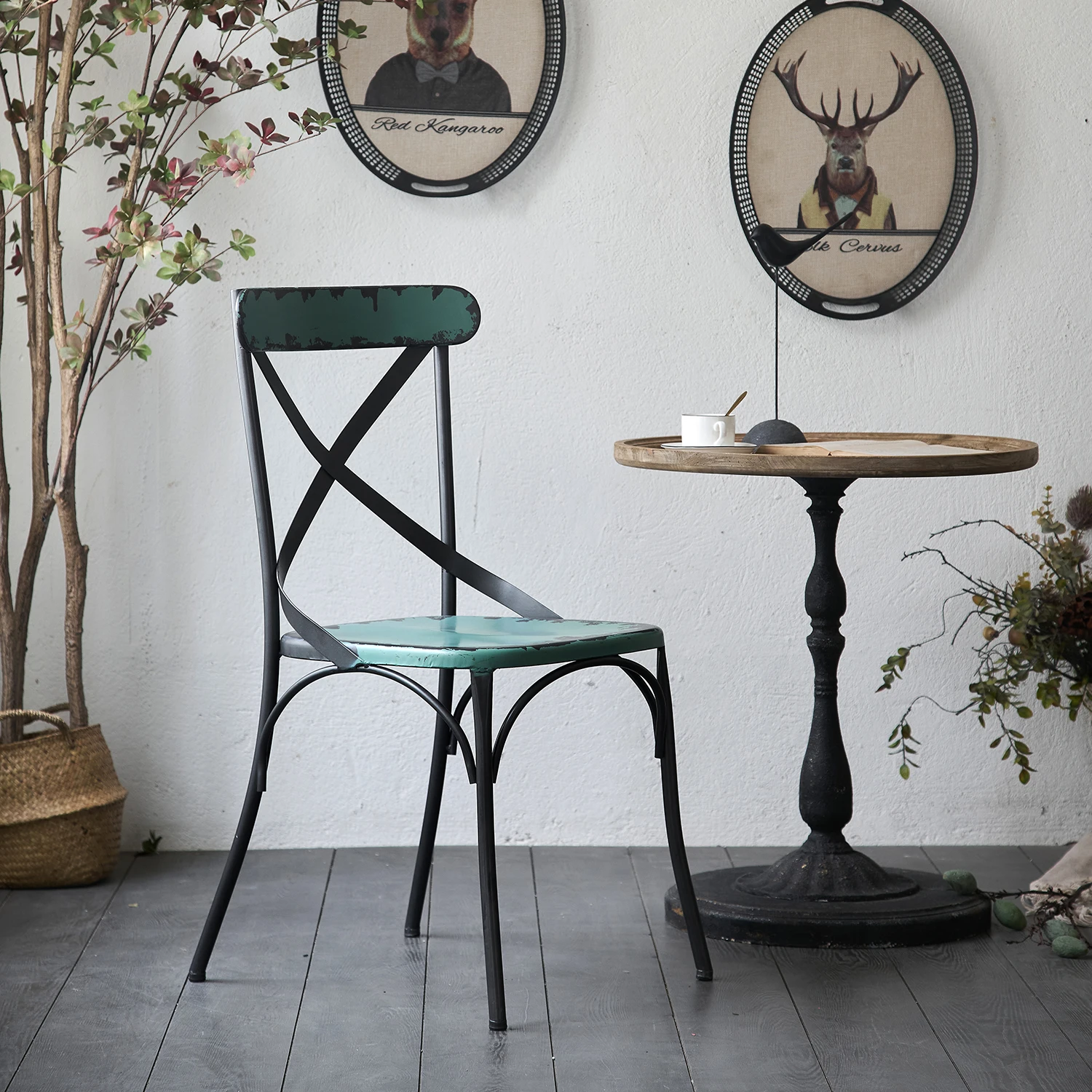 

Green Chair Coffee Shop Chair Ironworker Vintage Chair