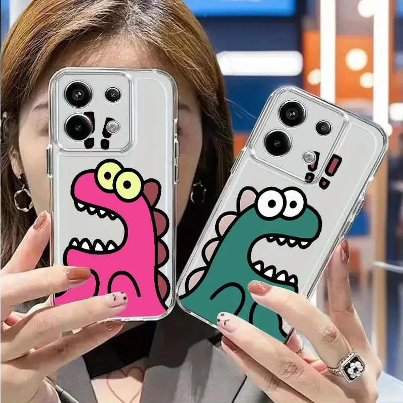 

Colorful Llittle Dinosaurs Phone Case For Xiaomi Mi Poco F2 F3 F4 F5 F6 X5 X6 X7 Pro TPU Protection Transparent