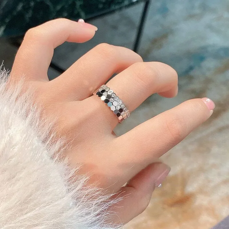 Cy hohe Qualität 925 Sterling Silber Luxus Schmuck Biene meine Liebe Mode Waben Frauen Ring Paar Party Vorschlag Geburtstags geschenk