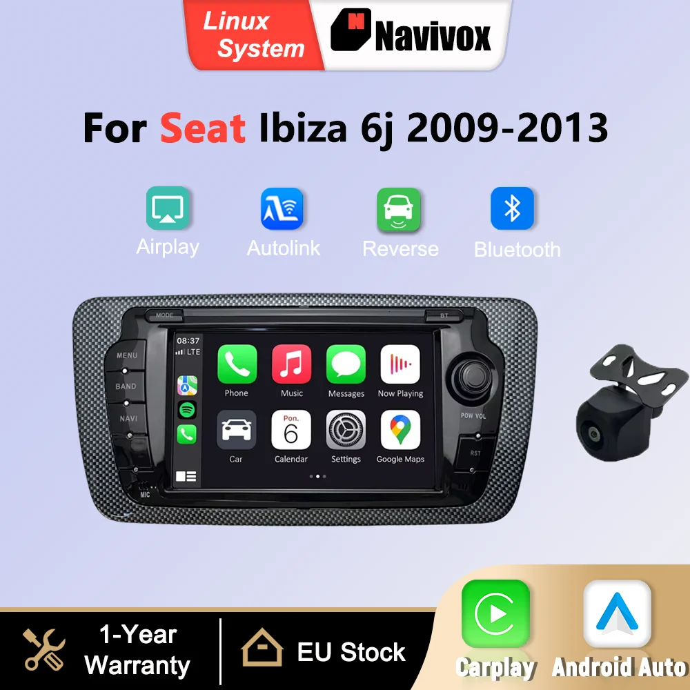 7 inch Linux multimediascherm draadloos CarPlay Android Auto voor Seat Ibiza 6J 2009-2013 Mirror Link Airplay GPS BT autoradio - afbeelding 2