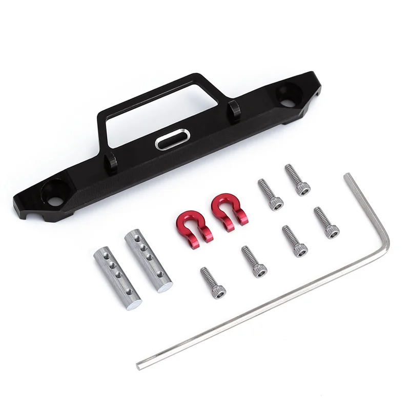 

WOWFU-Metal Front Bumper RC Crawler Car Front Bumper With Hook For 1/24 Axial SCX24 90081 Upgrade Parts