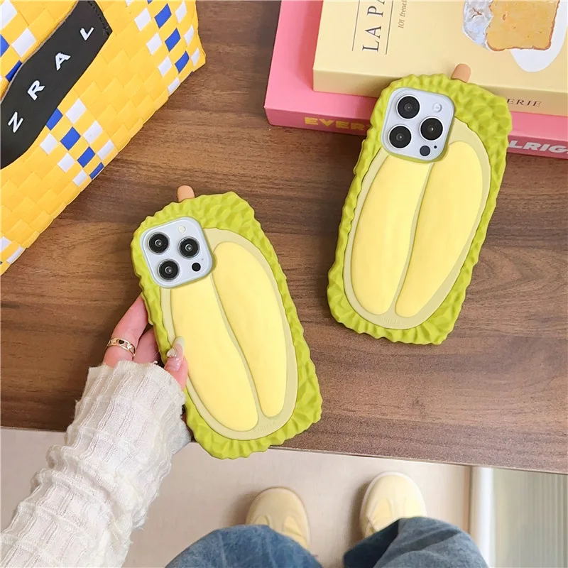 Delicious Durian Soft Silicone Phone Case For IPhone 15 14 13 12 Pro Max Cartoon Cute Funny 3D Creative Shockproof Back Cover