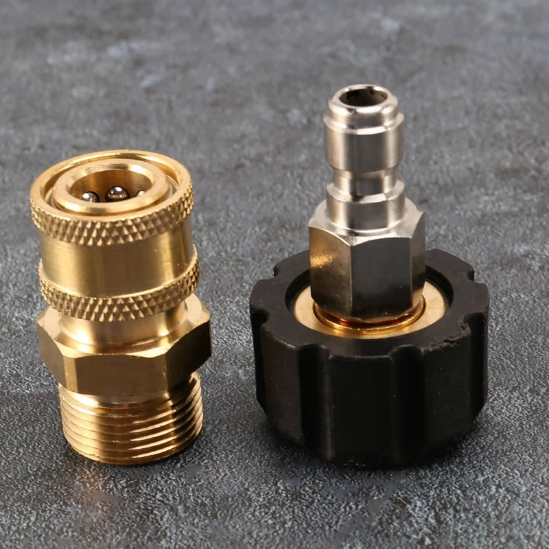 New5x Pressure Washer Adapter Set M22 To 1/4 Inch Quick Connect Kit, M22 14Mm To 1/4 Inch Quick Connect Kit