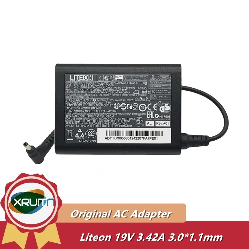 Genuine LITEON PA-1650-80 19V 3.42A 65W Charger Power Supply For Acer Chromebook C720 C720P C740 C810 Laptop AC Adapter 3.0*1.1