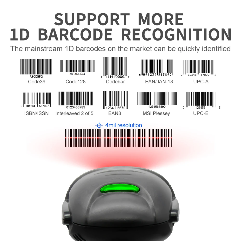 GTCODESTAR High Speed Barcode Scanner Reader 1d Laser bar Code Scanner with Stand X-9100T