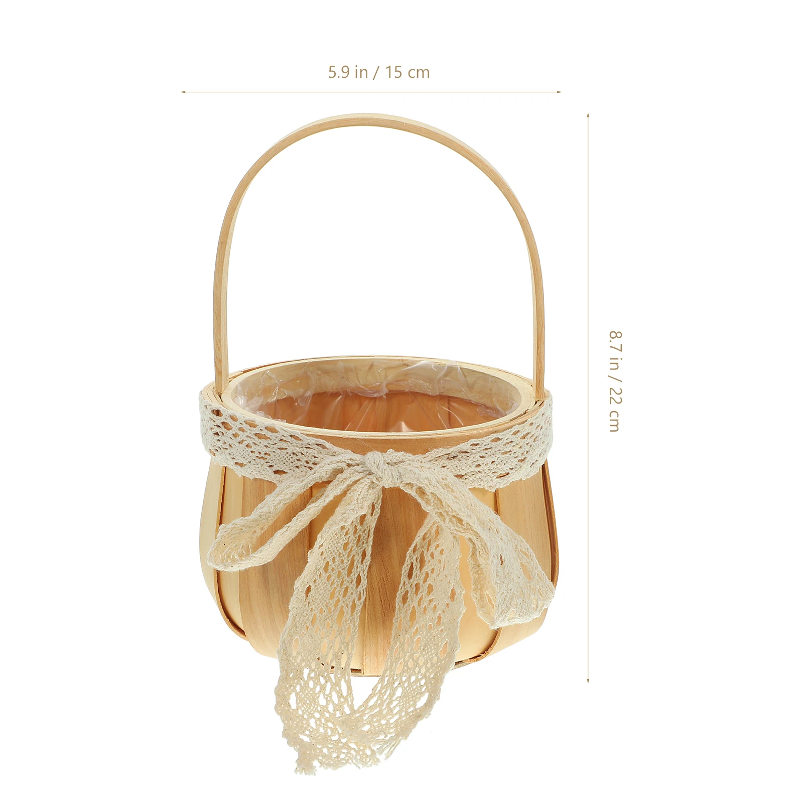 

Retro Flower Basket Woven Bridesmaid Elegant Decorative Wedding Rustic Baskets Portable Storage Container Wooden Lightweight