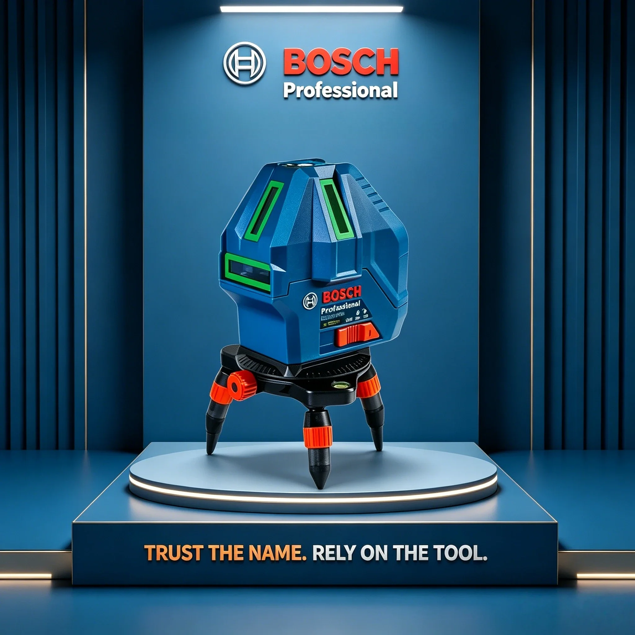 Bosch GLL 50-15 XG Green Beam 5-Line Cross Laser Level with Plumb Point, Self-Leveling Laser Level, 15m Working Range