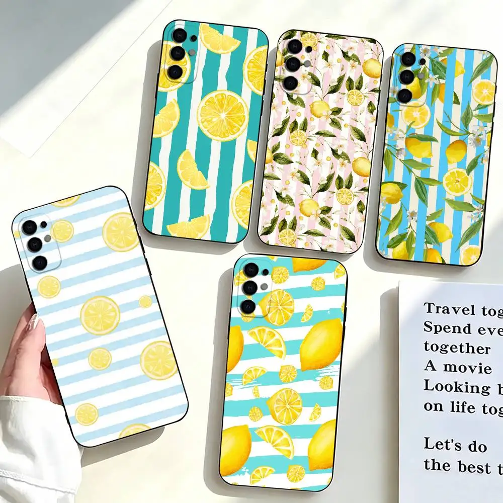 

Lemon-n Cool Stripe Pattern Phone Case Black Silicone Soft For Samsung S25,S24,S21,S22,S23,S30,Ultra,S20,Plus,Fe,Lite