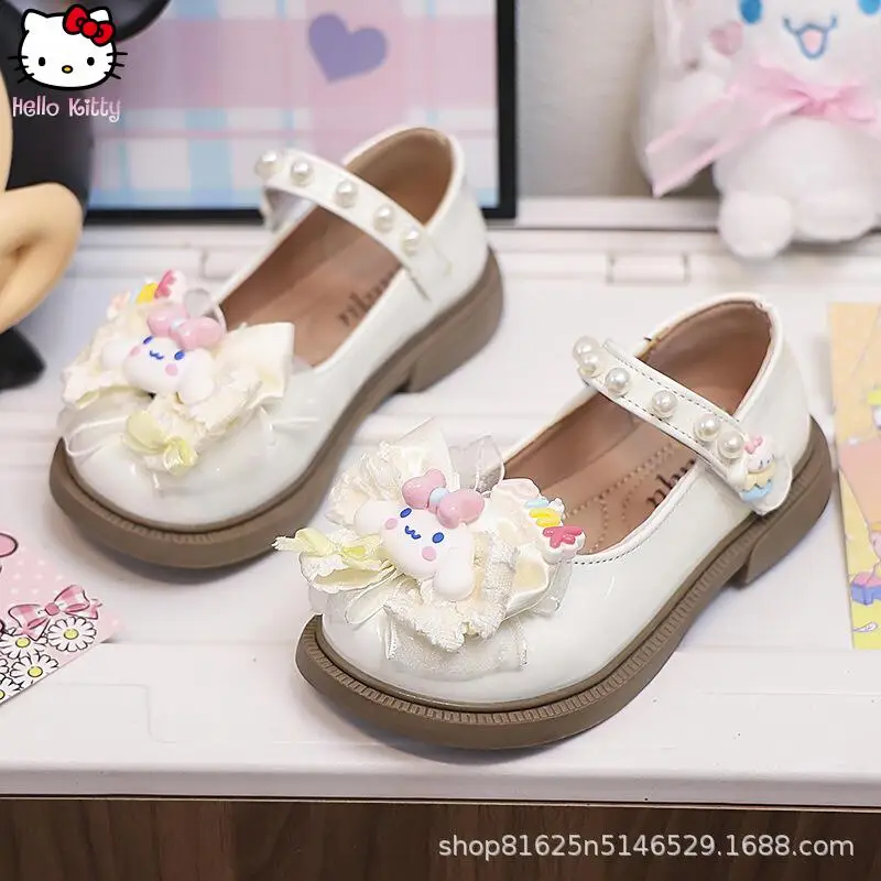

Kawaii Girls Cinnamoroll Bow Leather Shoes Anime Cartoon New Sanrio Princess Shoes Spring Autumn Student Soft Sole Leather Shoes
