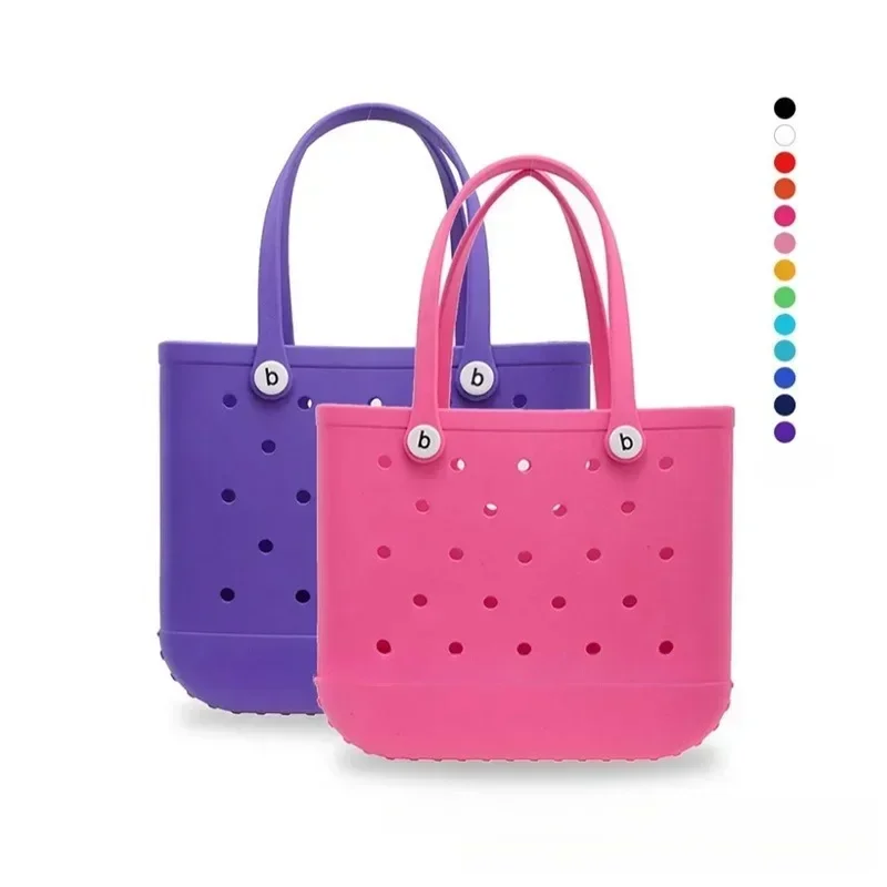 M/L/XL موضة إيفا حقائب الشاطئ مطاط مقاوم للمياه سلات تخزين النساء السفر حقيبة يد للتسوق الكتف بلون حقيبة جيلي
