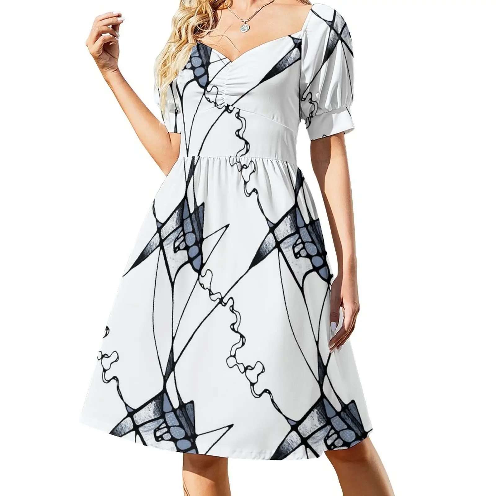 

Crunchy Angles Short-Sleeved Dress summer woman dress 2025 women dresses Summer skirt dress korean style