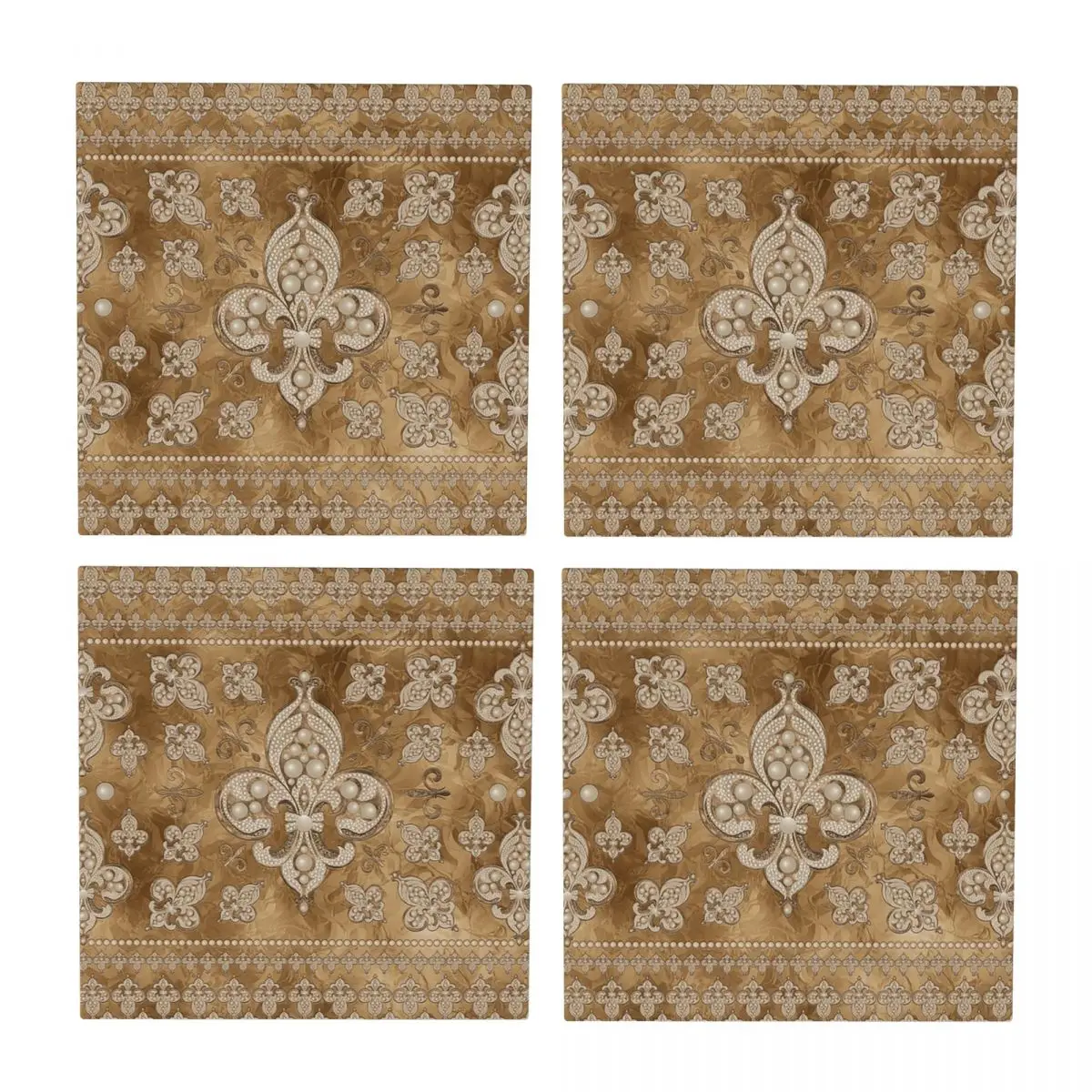 

Fleur-de-lis Роскошные жемчужные и золотые подставки Керамика Горячий коврик Украшение стола и аксессуары Коврик Столовые салфетки Кофейный коврик