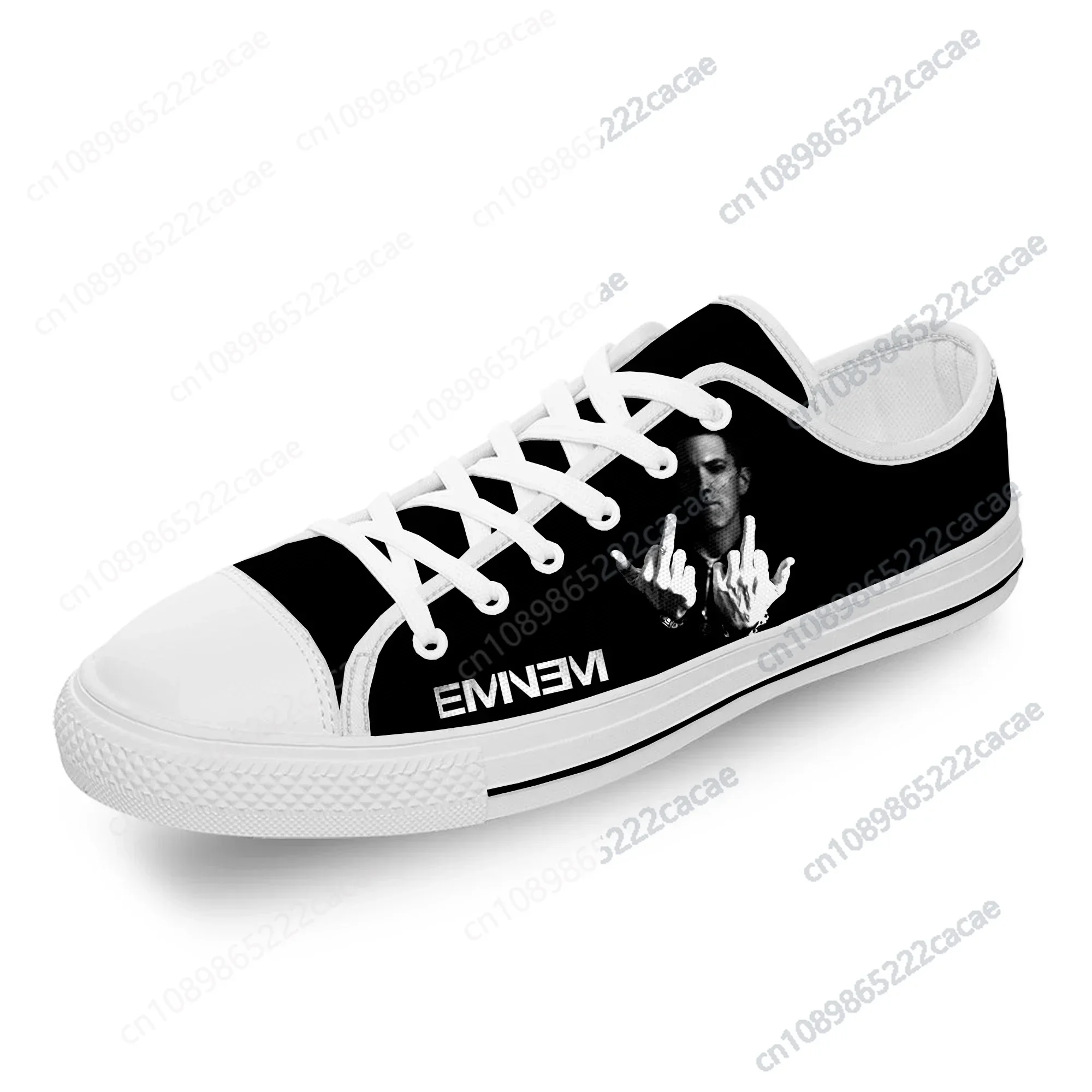 Eminem Hip Hop Rapper Rap Singer White Cloth Fashion 3D Print Low Top Canvas Shoes Men Women Lightweight Breathable Sneakers