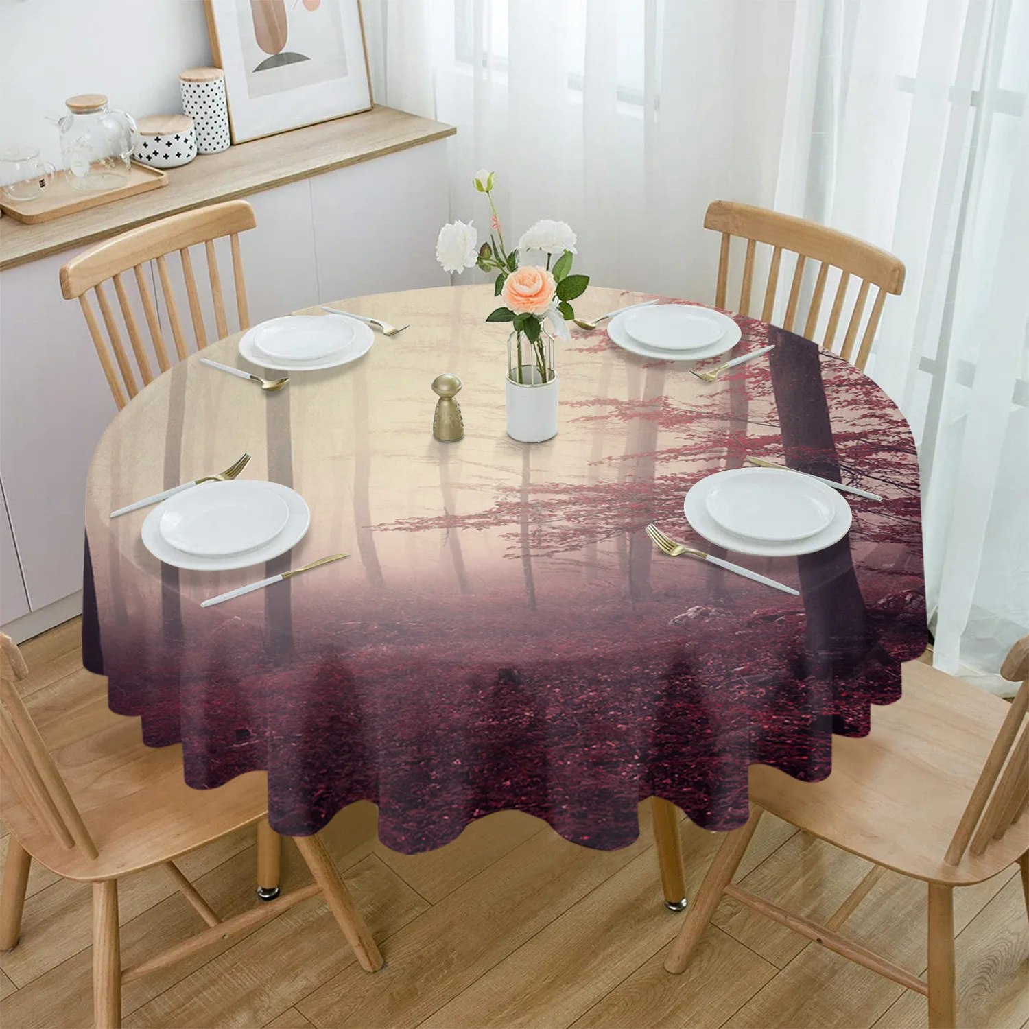 Woodland Autumn Theme Table Cloth Waterproof Home Decoration Tablecloth Party Kitchen Dinner Table Cover