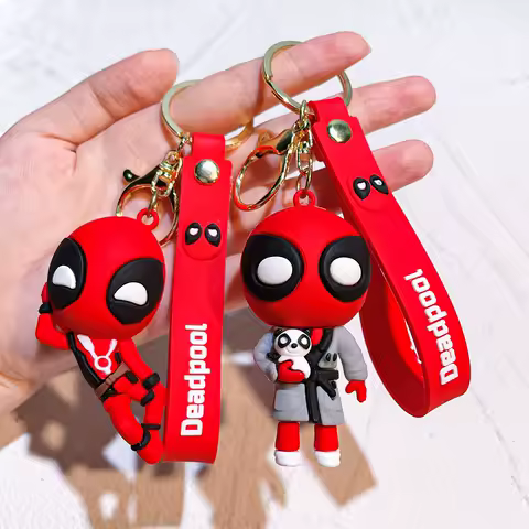 Marvel Deadpool Keychain - Funny Q Version Keyring, Cute Anti-Hero Backpack Charm for Fans &amp; Couples (Gift Idea)