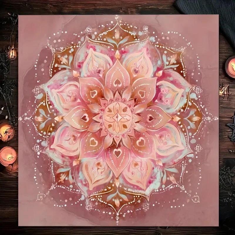 Pink Mandala Tablecloth Witchcraft Tarot Card Table Cloth Love Heart Shape Altar Cloth For Tarot Divination Mat Home Decor