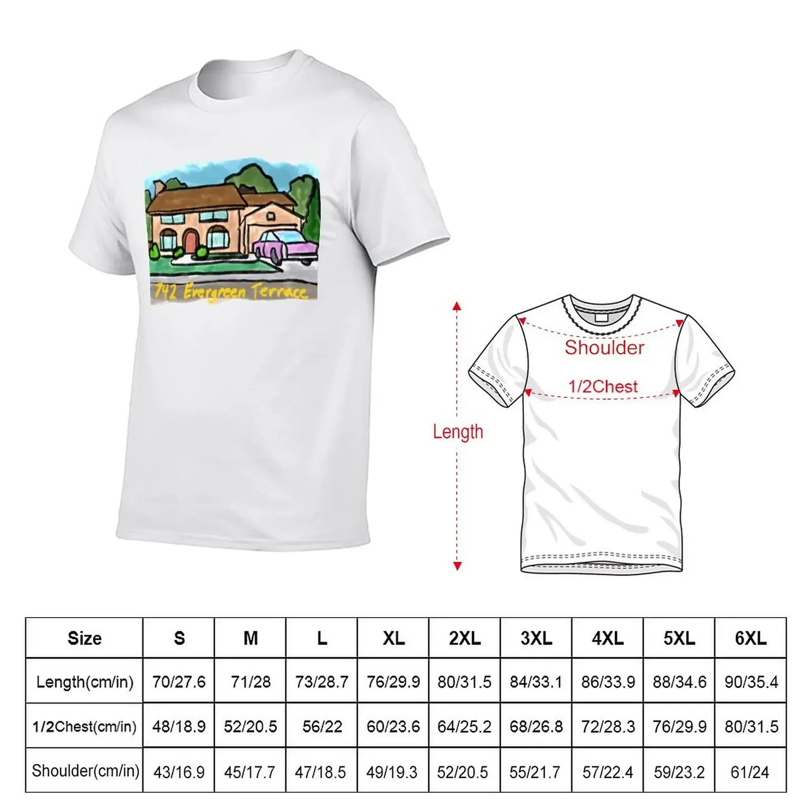 742 Evergreen Terrace T-Shirt custom t shirt summer shirt anime stuff Men's t-shirts