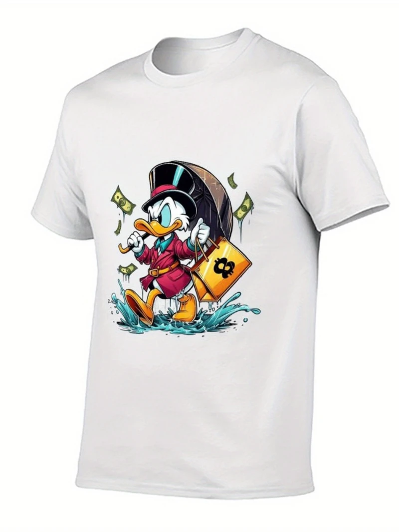 تيشيرتات صيفية للرجال موديل 2025 من القطن برسومات Duck Money T Disney ذات علامة تجارية مشتركة لكل من الرجال والنساء في عام 2025 Y2k