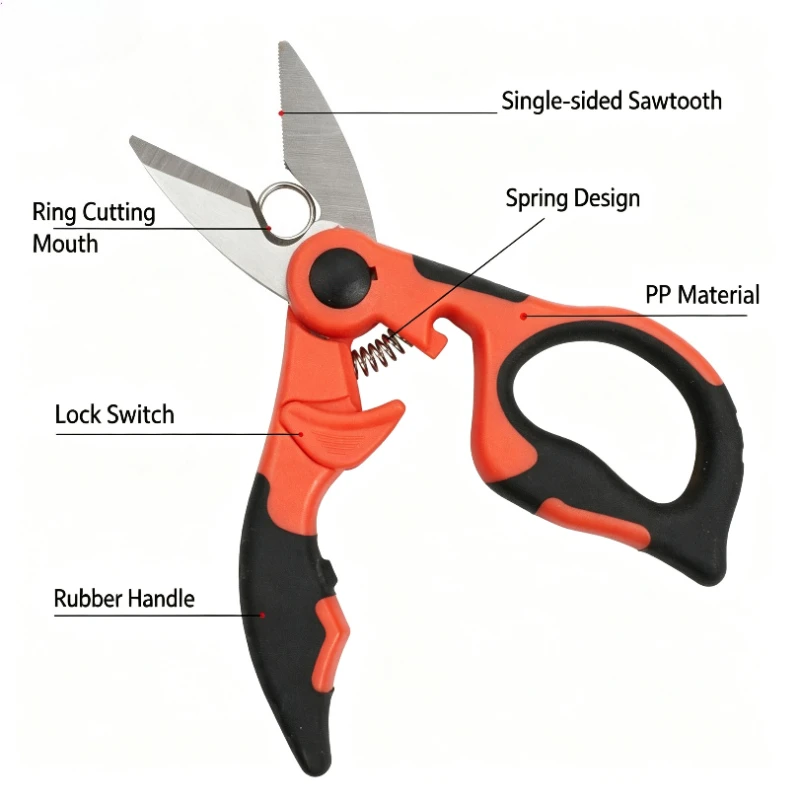 420 Stainless Steel Fishing Pliers Cut PE Braid Line Fishing Scissor Electrician Portable Cable Cutting Lure Tool Accessories