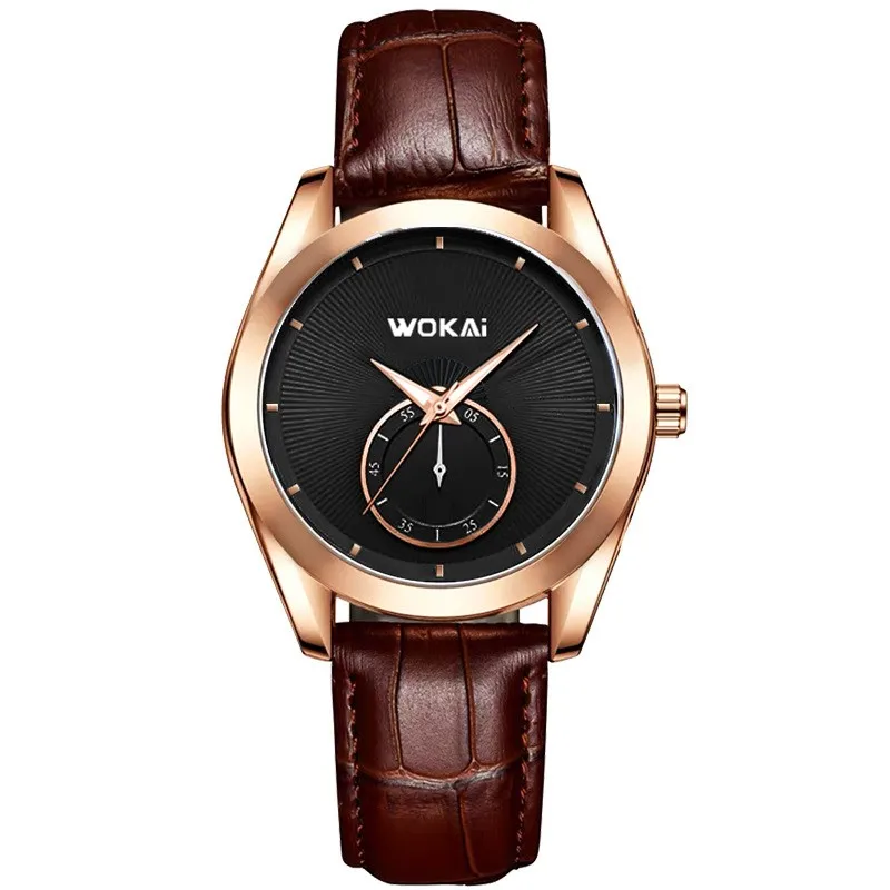 

WOKAI high quality fashion waterproof quartz band waterproof wrist watch Business Sports Stars Three Eyes student clock retro