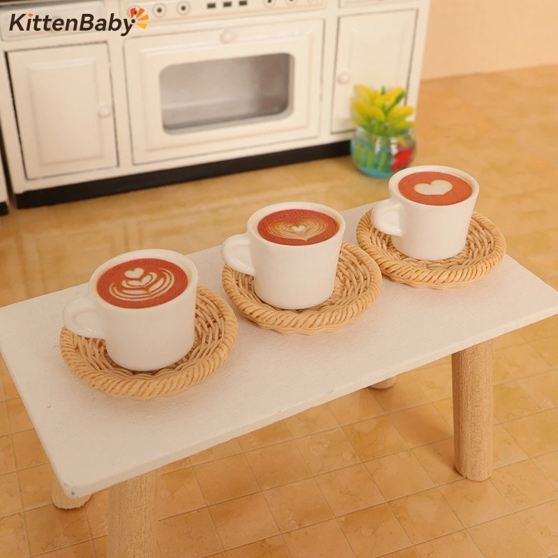 10PCS Home Decor Crafts Mini Coffee Cup Resin Dollhouse Simulation Food Play Scale Ornaments DIY Handmade Doll Accessories