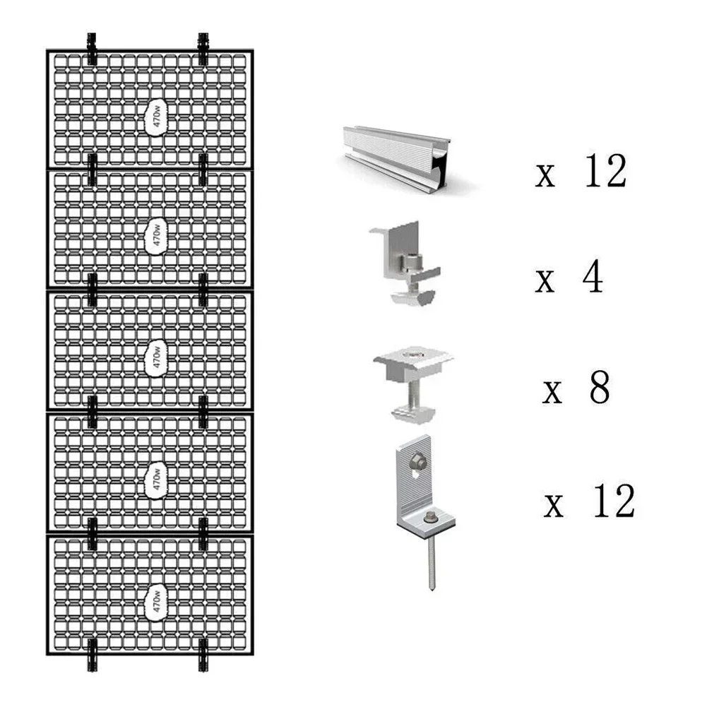 4/6 Sets Solar Panel Roof Solar Rail Bracket For 30/35mm Solar Panel PV Profile Alu Mounting Rail Flat Roof Solar Rail