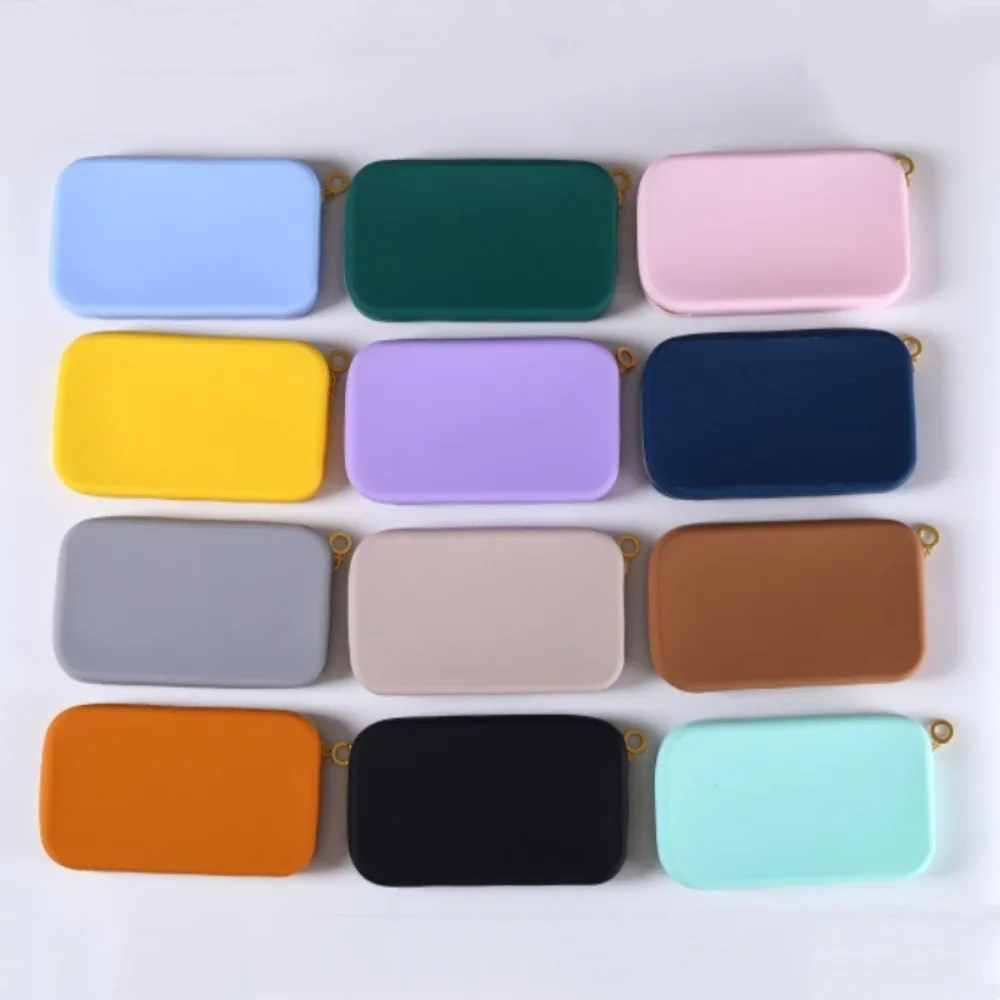 Portable Silicone Coin Purse Waterproof Solid Color Travel Pouch Zipper Small Item Bag Women Girls