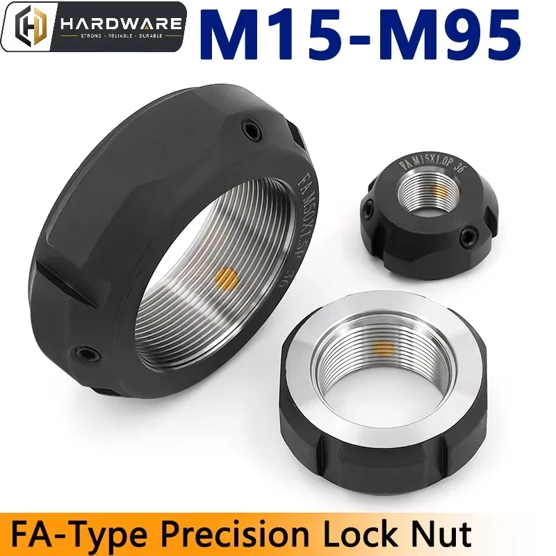 1pcs M15-m95 Fa-type Precision Locking Nut Machine Tool Shaft Spindle Lead Screw Round Locknut Pitch 1/1.5/2mm Steel Nuts